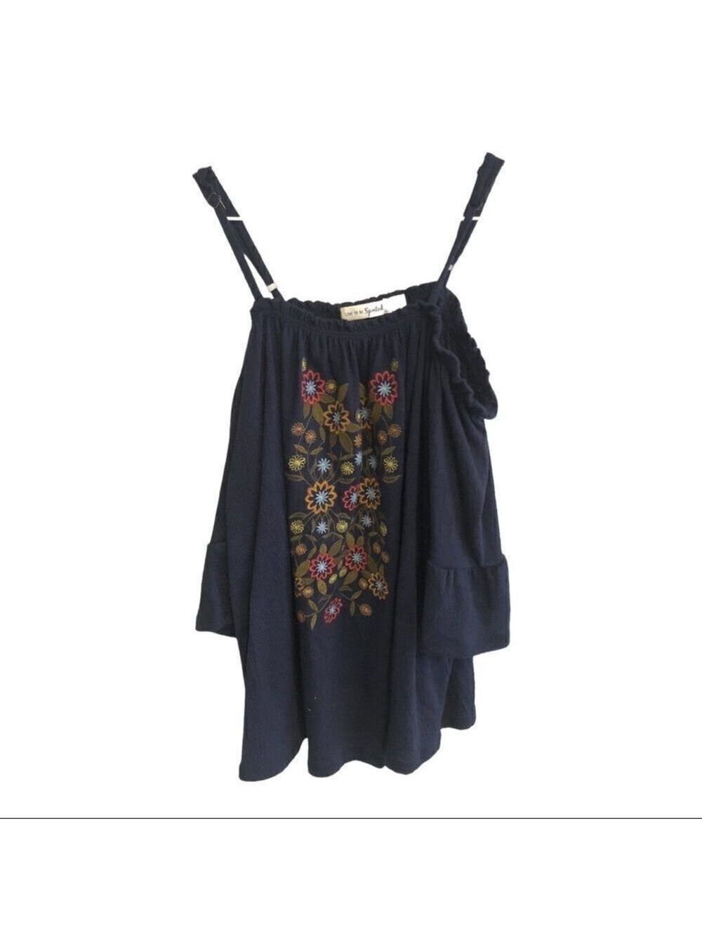 Live to be spoiled blue tank with embroidered front size XL